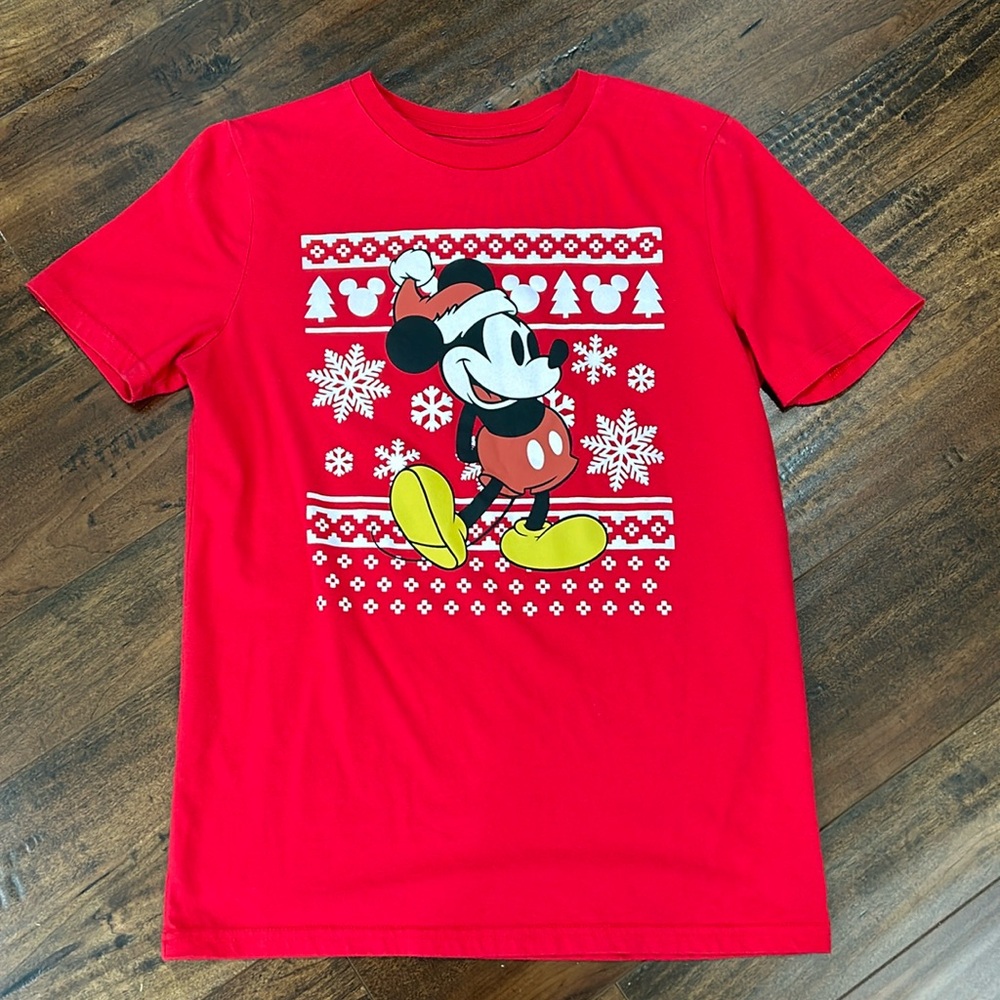 Disney Christmas Mickey Mouse Red Shirt Youth Size XL